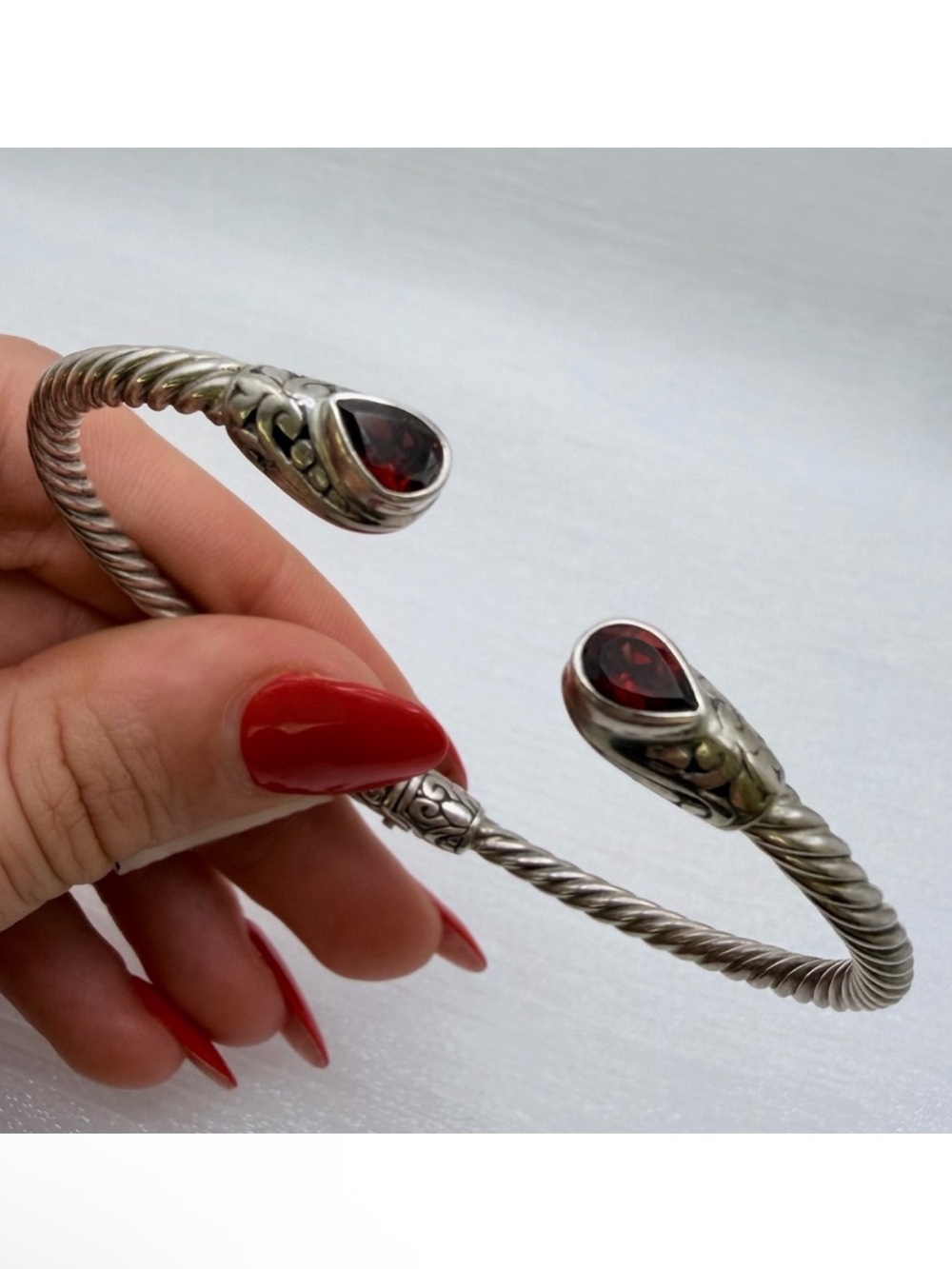 Sterling Silver Garnet Cuff Bracelet NWOT